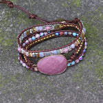 Bracelet enroulé en pierre naturelle fait à la main