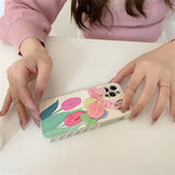 Étui à Fleurs Mignon avec Lanière de Téléphone