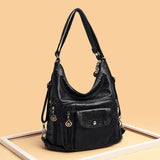 Sac à bandoulière vintage en cuir PU de couleur unie
