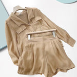T-shirt et short boutonnés oversize deux pièces pour femme