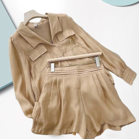 T-shirt et short boutonnés oversize deux pièces pour femme