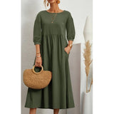 Robe unie en coton et lin