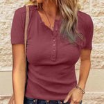 T-shirt Boutonné En Maille Côtelée