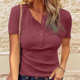 T-shirt Boutonné En Maille Côtelée