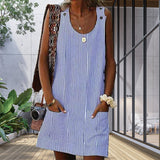 Mini-robe sans manches à rayures chic