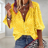 chemise à revers à pois