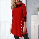 Robe irrégulière à carreaux avec revers