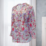 Chemise Décontractée à Manches Longues et Col en V à Fleurs