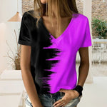 T-shirt à col en V contrasté