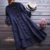 Chemise En Coton Et Lin Á Boutons Unis