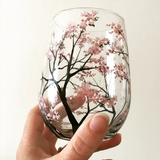 Verres à vin Arbre des Quatre Saisons - Art Peint à la Main