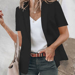 Blazer Uni à Manches Courtes et Revers Décontractés
