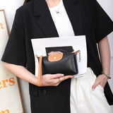 Pochette en cuir légère avec grand espace et fermeture éclair au poignet