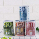 Banque Cylindrique Créative Euro Dollar en Métal