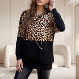 Sweat-shirt à empiècements à imprimé léopard