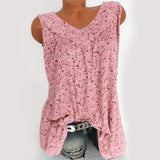 Débardeur d'été sans manches avec col en V et imprimé floral