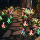 Ensemble de piquets de fleurs à DEL à énergie solaire