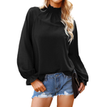 T-shirt ample à manches longues en mousseline de soie pour femme