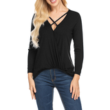 T-shirt femme en maille col V
