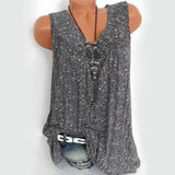 Débardeur d'été sans manches avec col en V et imprimé floral