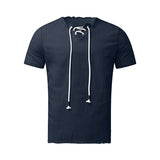 Chemises en jean extensibles à lacets et pampilles pour hommes