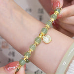 Wotian Jade Bracelet Porte-bonheur en Feuille d'Or