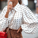 Chemise En Mousseline Á Pois Et Revers