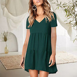 Robe décontractée ample à manches courtes et col en V pour femmes