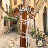 Robe imprimée à manches en V pour femmes