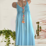 Robe de plage en dentelle sexy de couleur unie