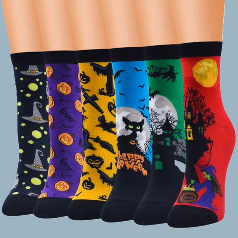 Chaussettes d'Halloween pour femme(6 paires)
