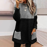 Panneaux Ronds Col Poches Manches Longues Suède Sweat-shirt