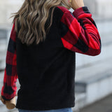 Sweat-shirt à Manches Longues et à Carreaux pour Femmes