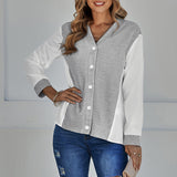 Chemise à empiècement contrastant à encolure en V