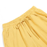 Pantalon Droit Décontracté à Taille Élastique en Coton et Lin pour Femmes