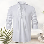 T-shirt homme en coton et lin avec cordon de serrage