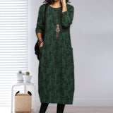 Robe de Poche Imprimée à Manches Longues