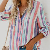 Chemise à Manches Longues et Revers Rayés