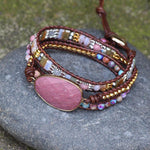 Bracelet enroulé en pierre naturelle fait à la main