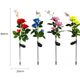 Fleur de rose solaire à 3 DEL