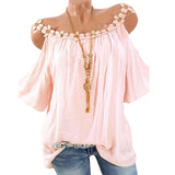 T-shirt uni col rond épaules dénudées