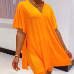 Ensemble Top & Short à manches chauve-souris et col en V