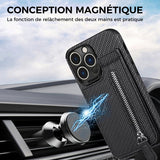 Couverture de portefeuille à fermeture éclair magnétique avec porte-carte de crédit