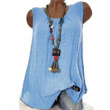 Gilet uni sans manches en coton et lin