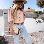 Blouse boutonnée à volants