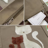 Sac à Bandoulière en Toile d'impression de Chat de Grande Capacité