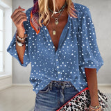 chemise à revers à pois