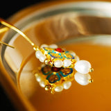 Boucles d'oreilles perle double émail