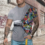 T-shirt homme avec imprimé 3D et col rond