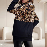 Sweat-shirt à empiècements à imprimé léopard